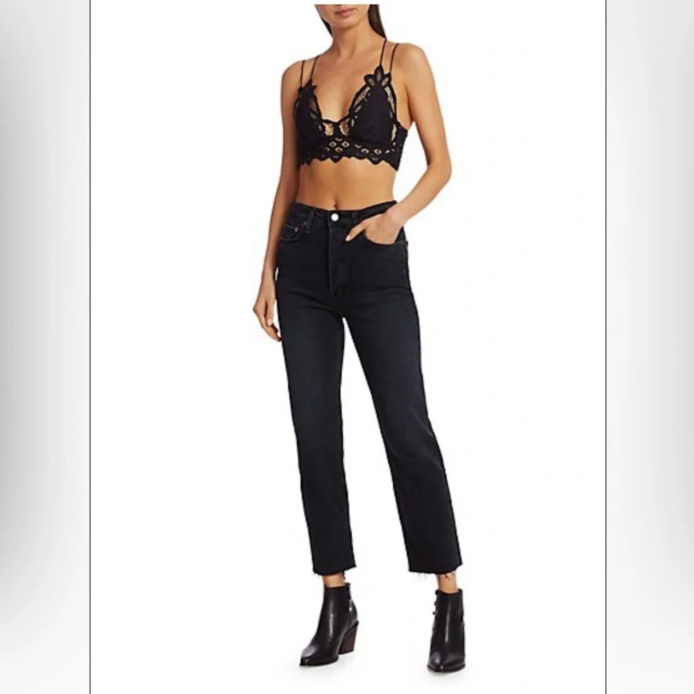 Miss Sparkling Lace Scalloped Eyelet Bralette Women Color Black Size XL - Picture 4 of 10